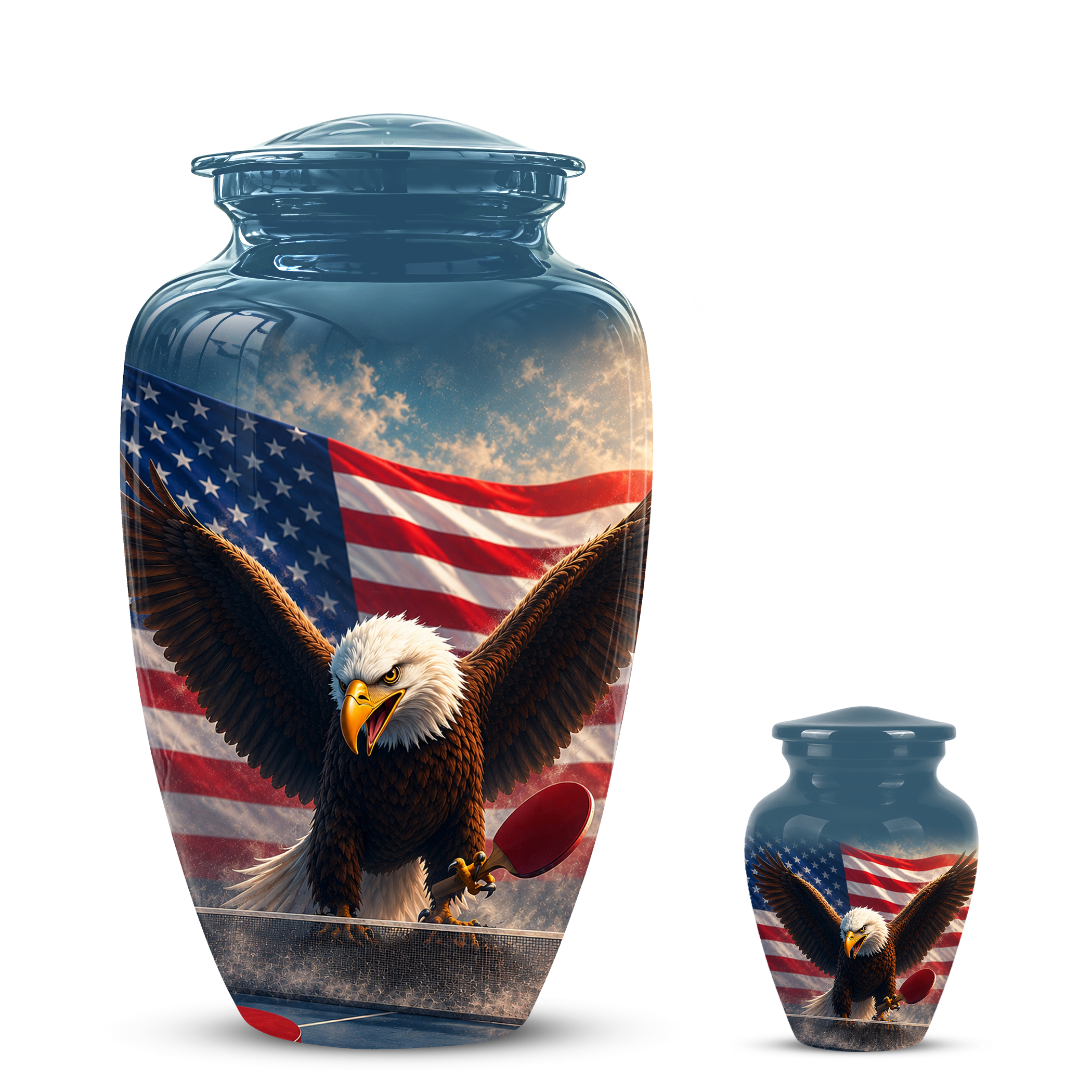 Flying Eagle With American Flag Urn - Patriotic Funeral Memorial Urns