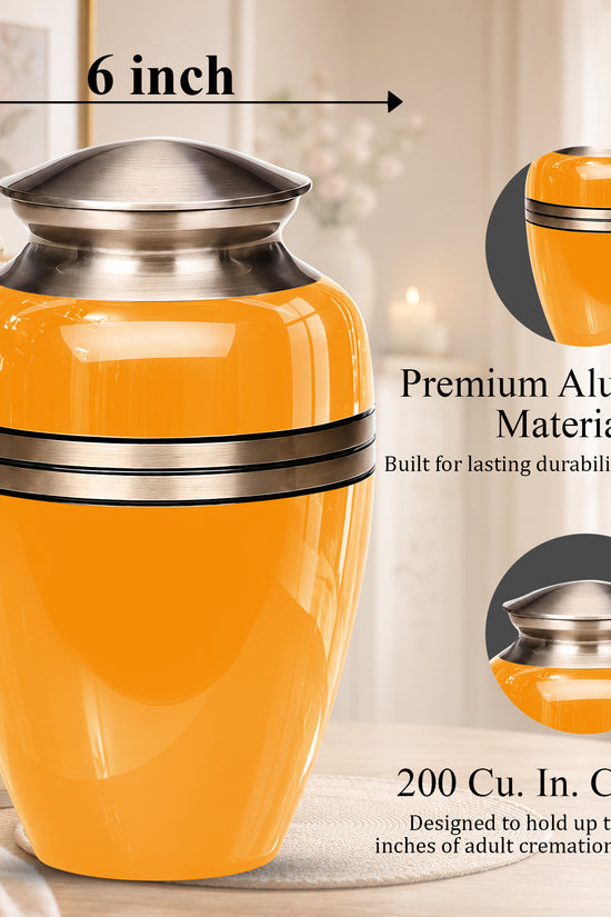 Yellow Color Adult Cremation Urns - Custom 10" inch Memorial Ashes Urn