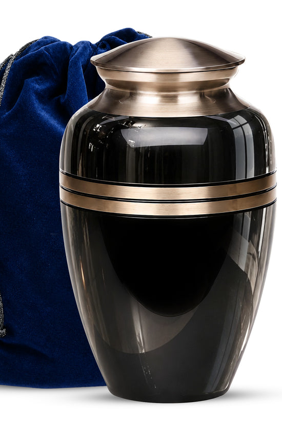 Black Memorial Urn for Ashes | 10 Inch Aluminum Cremation Urn