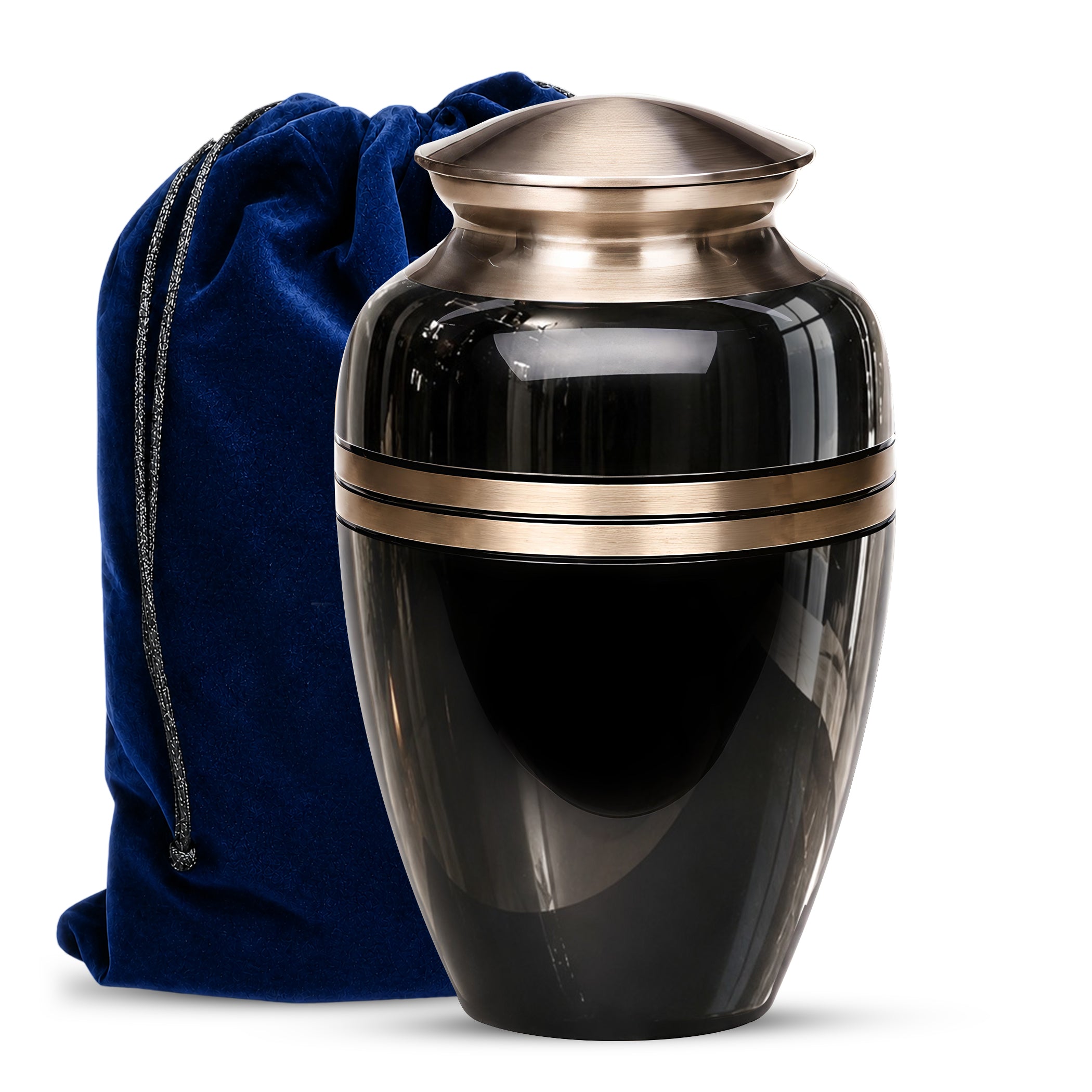 Personalized Black Memorial Urn for Ashes | 10 Inch Aluminum Cremation Urn