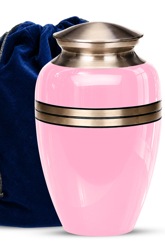 Personalized Pink Color Cremation Urn - 10" Aluminium Urns For Mom Ashes