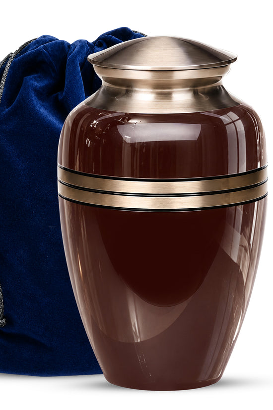 Personalized Rosewood Brown Memorial Urn - 10" Funeral Urn For Human Ashes