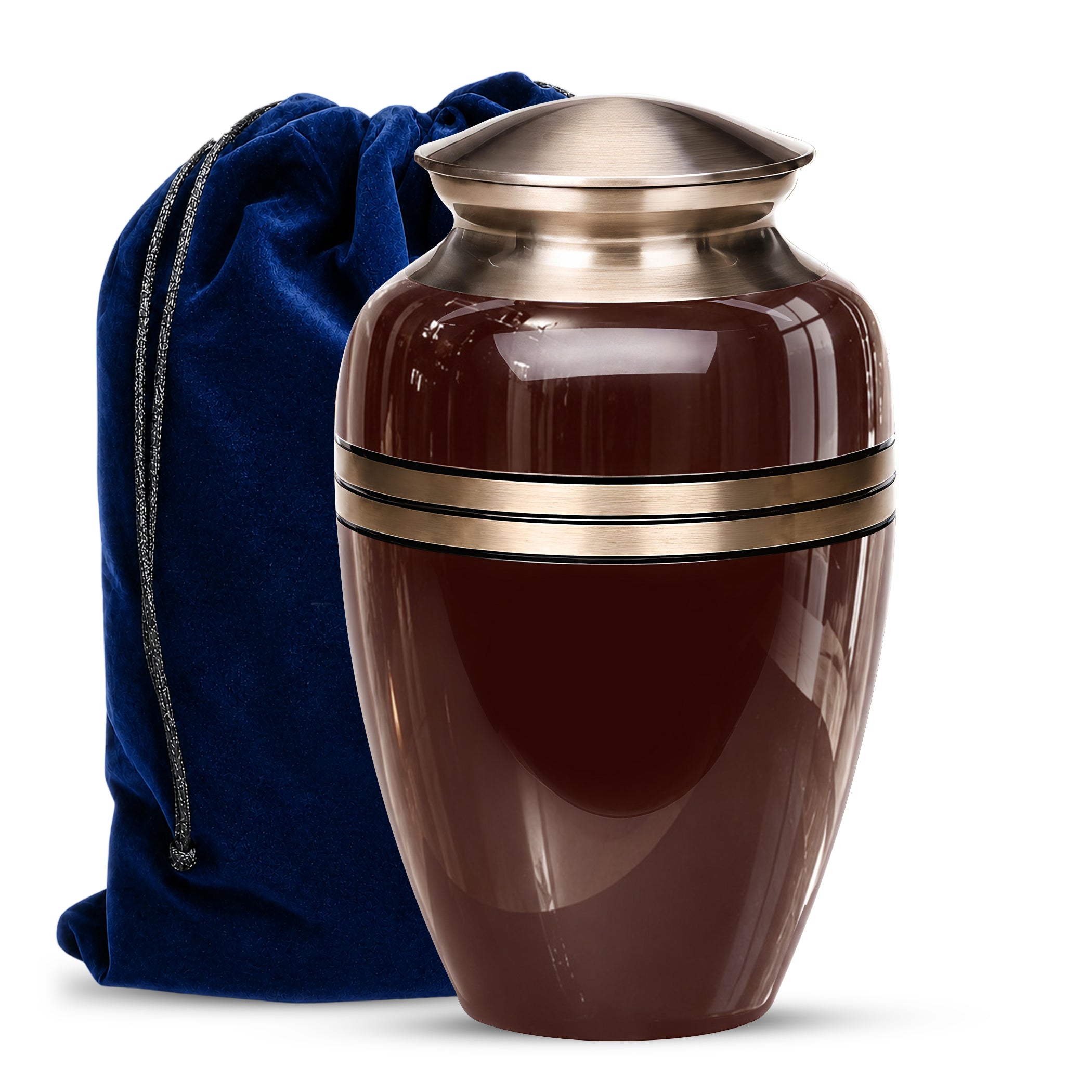 Personalized Rosewood Brown Memorial Urn - 10" Funeral Urn For Human Ashes