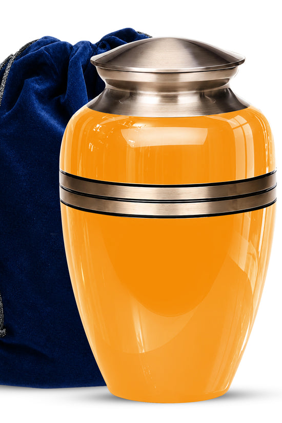 Yellow Color Adult Cremation Urns - Custom 10" inch Memorial Ashes Urn