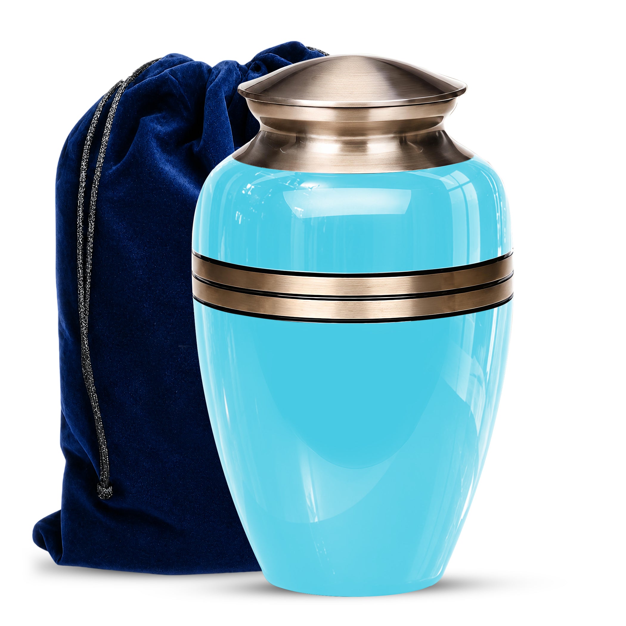 Personalized Sky Blue Cremation Urn - 10" Funeral Urns For Human Ashes