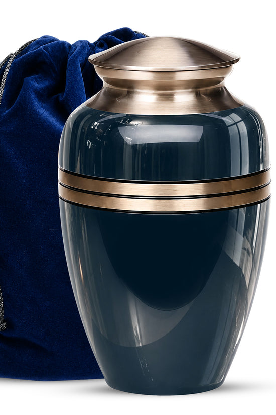 Midnight Blue Memorial Urn for Ashes | 10 Inch Aluminum Urn