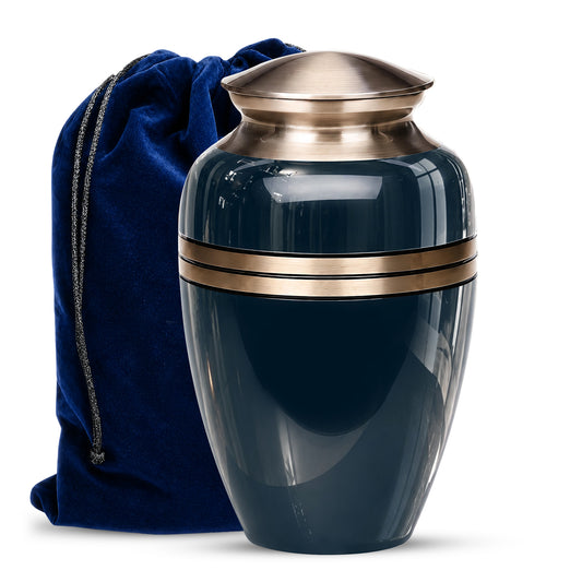 Midnight Blue Memorial Urn for Ashes | 10 Inch Aluminum Urn