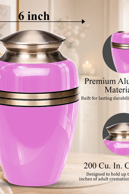 Pink Memorial Ashes Urn For Men and Women - 10 inch Urn For Burial