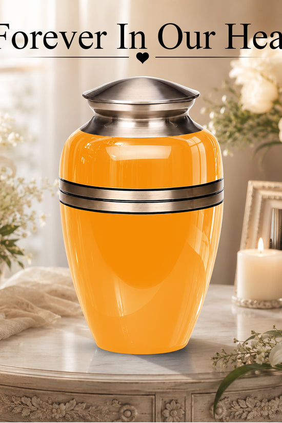 Yellow Color Adult Cremation Urns - Custom 10" inch Memorial Ashes Urn