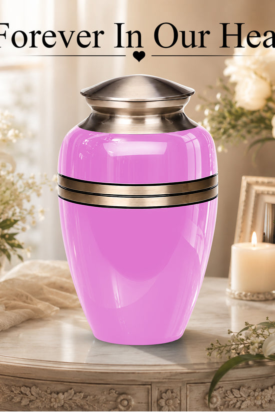 Pink Memorial Ashes Urn For Men and Women - 10 inch Urn For Burial