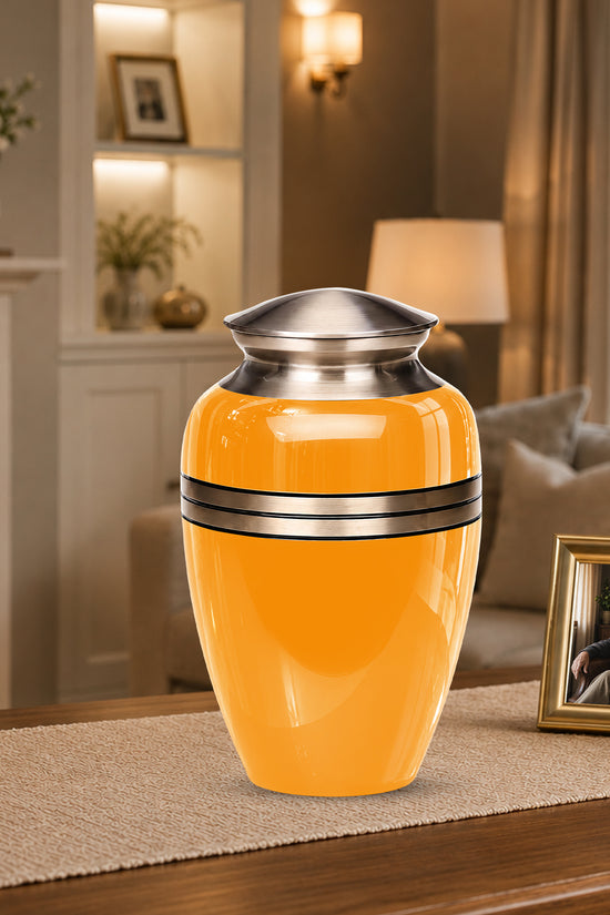 Yellow Color Adult Cremation Urns - Custom 10" inch Memorial Ashes Urn