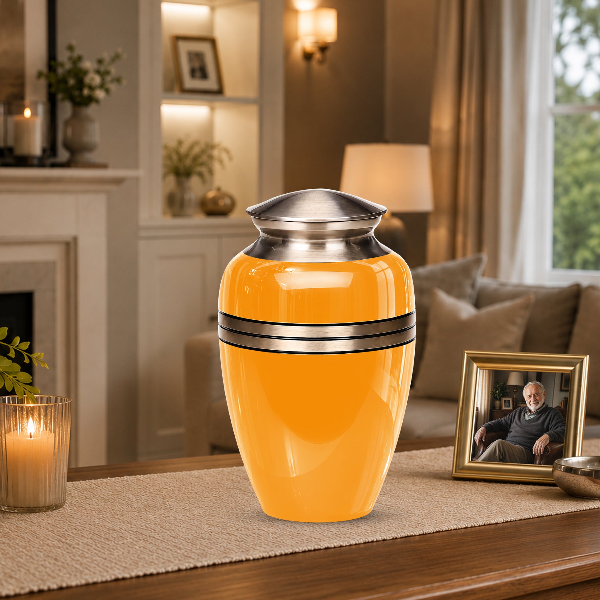 Yellow Color Adult Cremation Urns - Custom 10" inch Memorial Ashes Urn