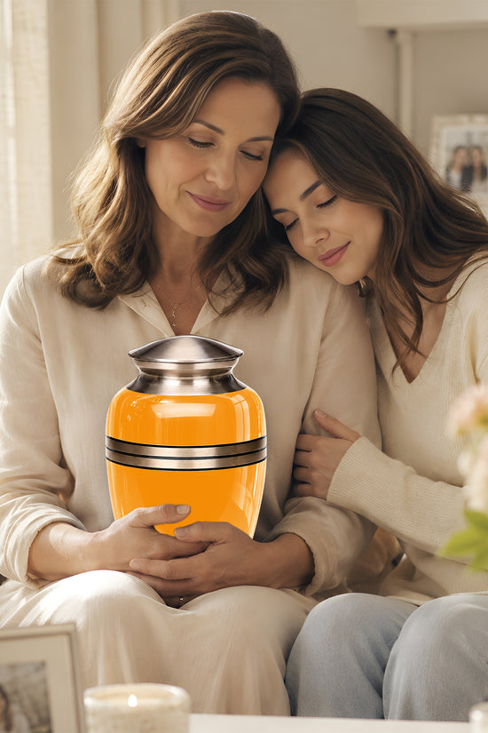Yellow Color Adult Cremation Urns - Custom 10" inch Memorial Ashes Urn
