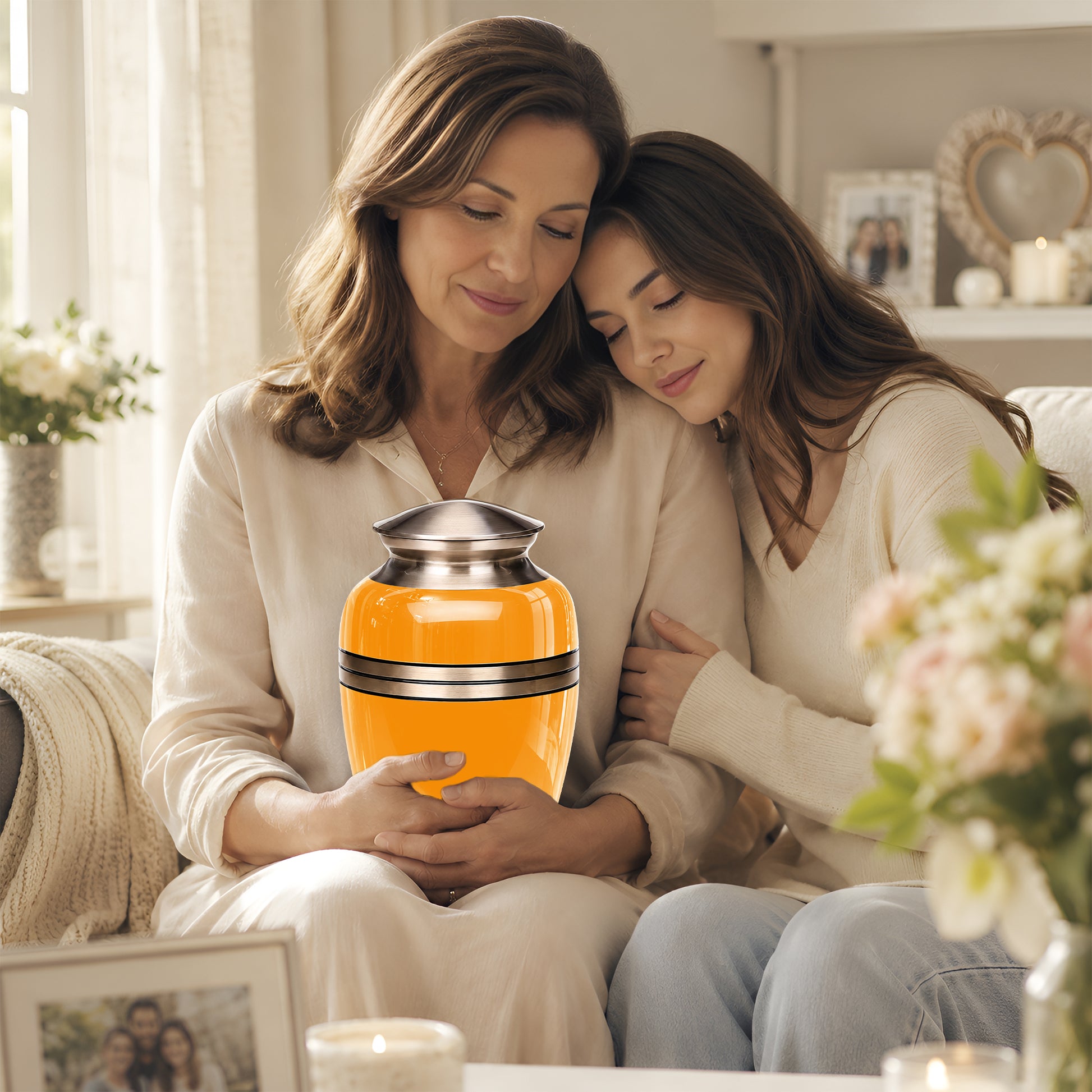 Yellow Color Adult Cremation Urns - Custom 10" inch Memorial Ashes Urn