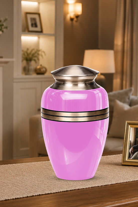 Pink Memorial Ashes Urn For Men and Women - 10 inch Urn For Burial