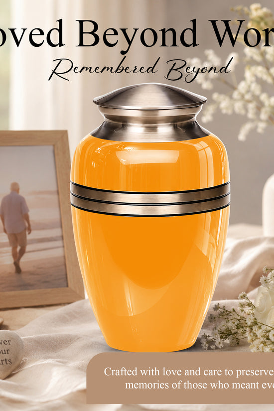 Yellow Color Adult Cremation Urns - Custom 10" inch Memorial Ashes Urn