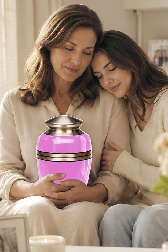 Pink Memorial Ashes Urn For Men and Women - 10 inch Urn For Burial