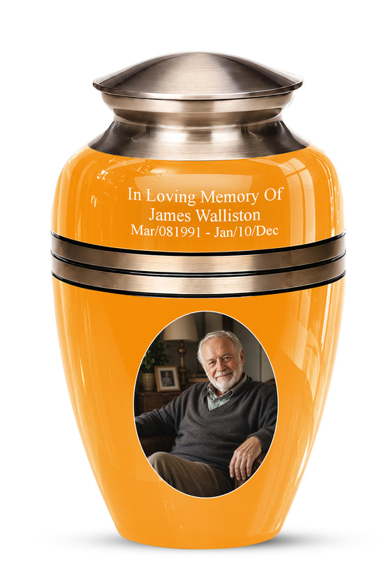 Yellow Color Adult Cremation Urns - Custom 10" inch Memorial Ashes Urn