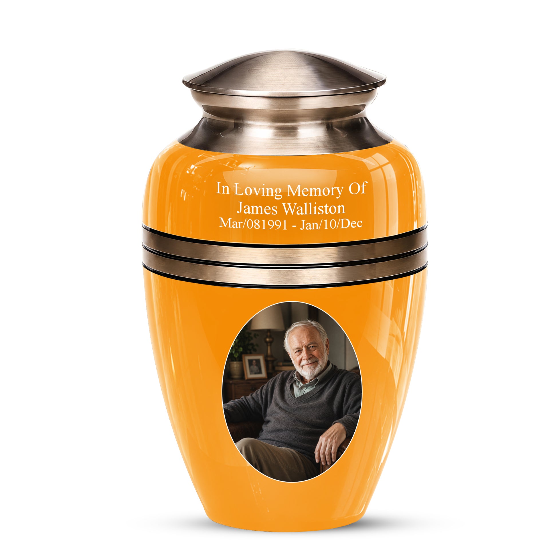Yellow Color Adult Cremation Urns - Custom 10" inch Memorial Ashes Urn