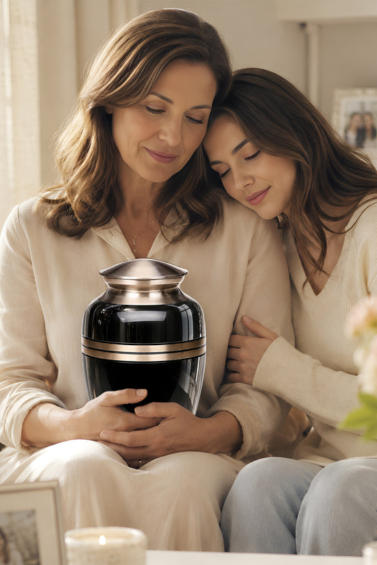 Black Memorial Urn for Ashes | 10 Inch Aluminum Cremation Urn