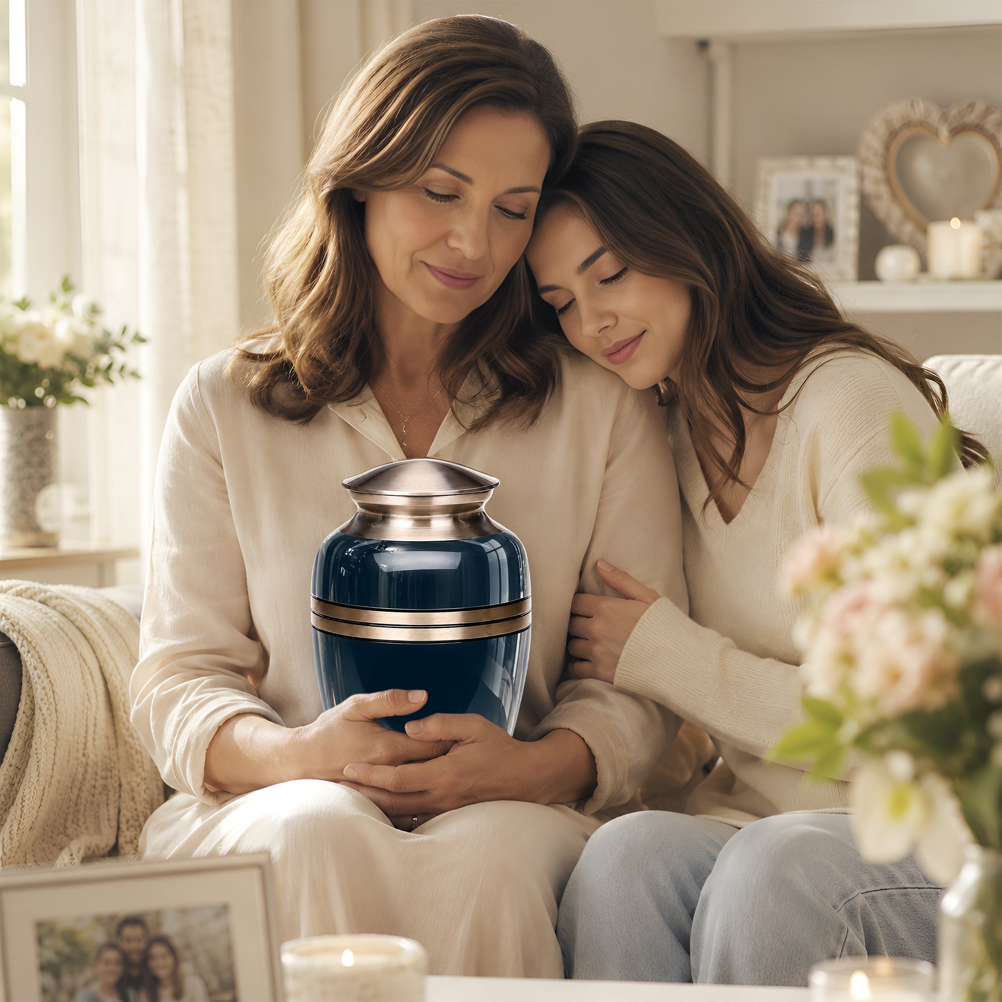 Midnight Blue Memorial Urn for Ashes | 10 Inch Aluminum Urn