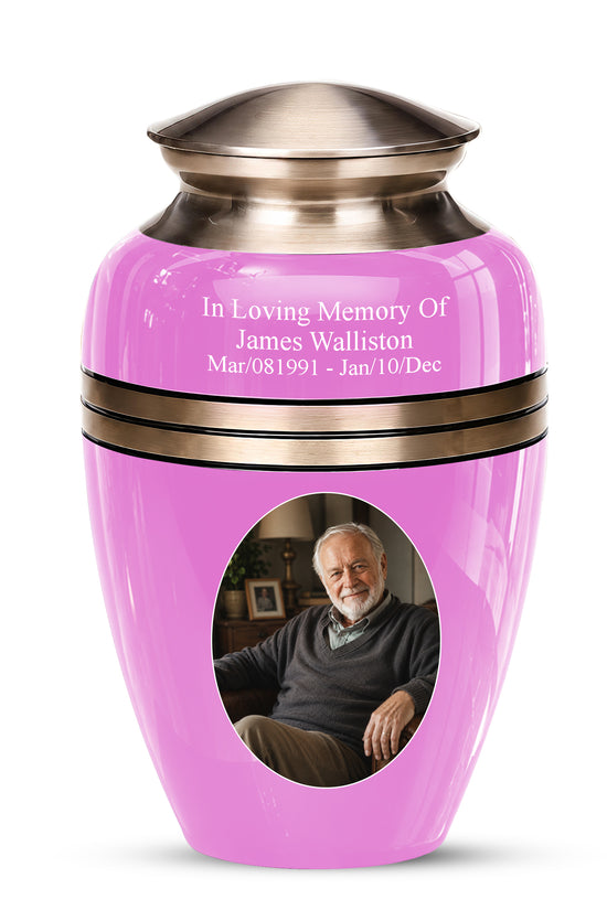 Pink Memorial Ashes Urn For Men and Women - 10 inch Urn For Burial