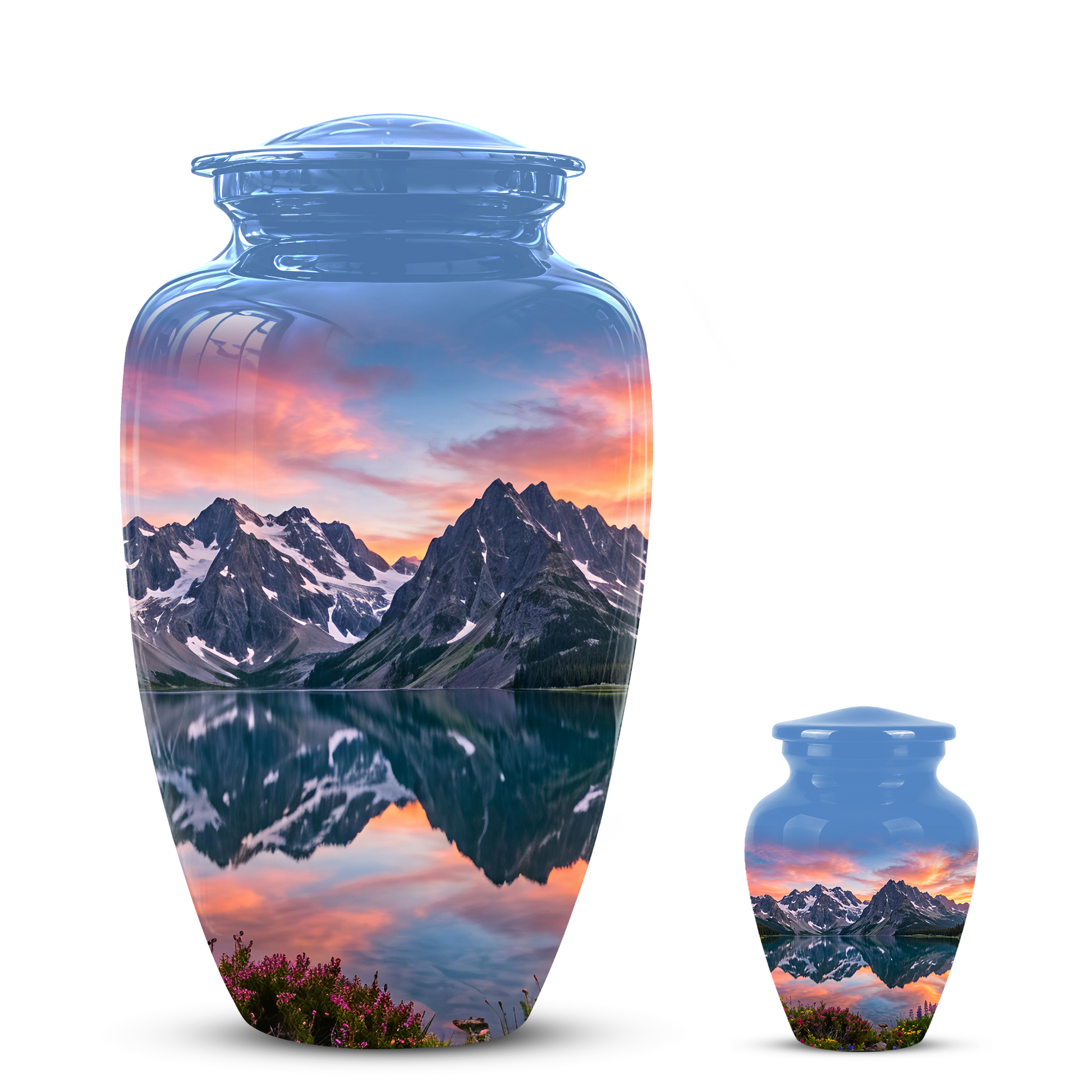 Mountain Lake Burial Urns - Sunset Scenic Cremation Urns For Nature Lovers
