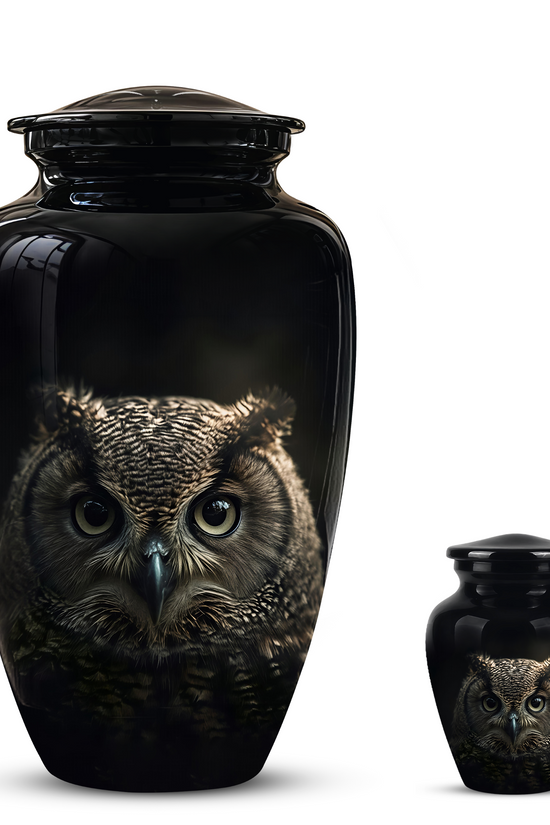 Owl Cremation Urns For Human Ashes - Black Burial Urns For Dad