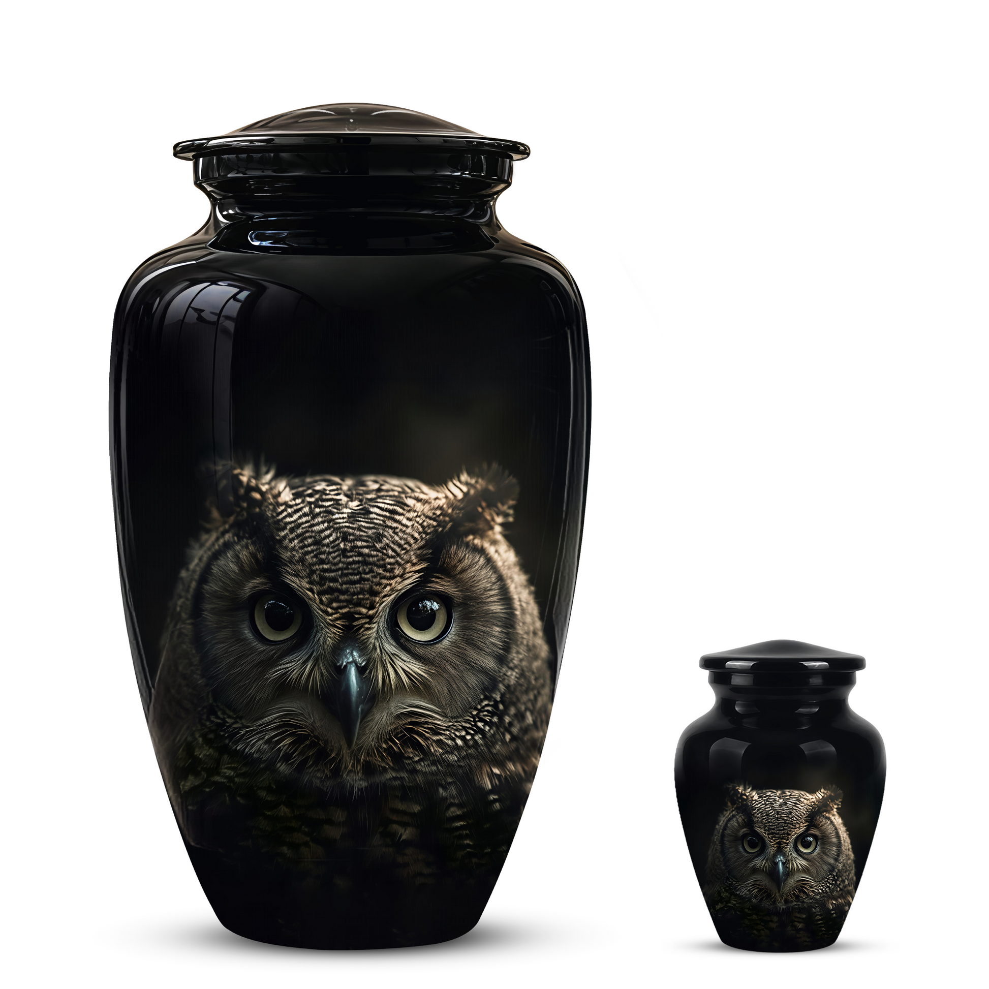 Owl Cremation Urns For Human Ashes - Black Burial Urns For Dad