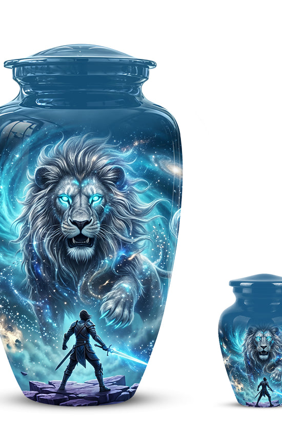 Celestial Cosmic Lion Cremation Urn - Lion Adult Male Memorial Tribute Urn