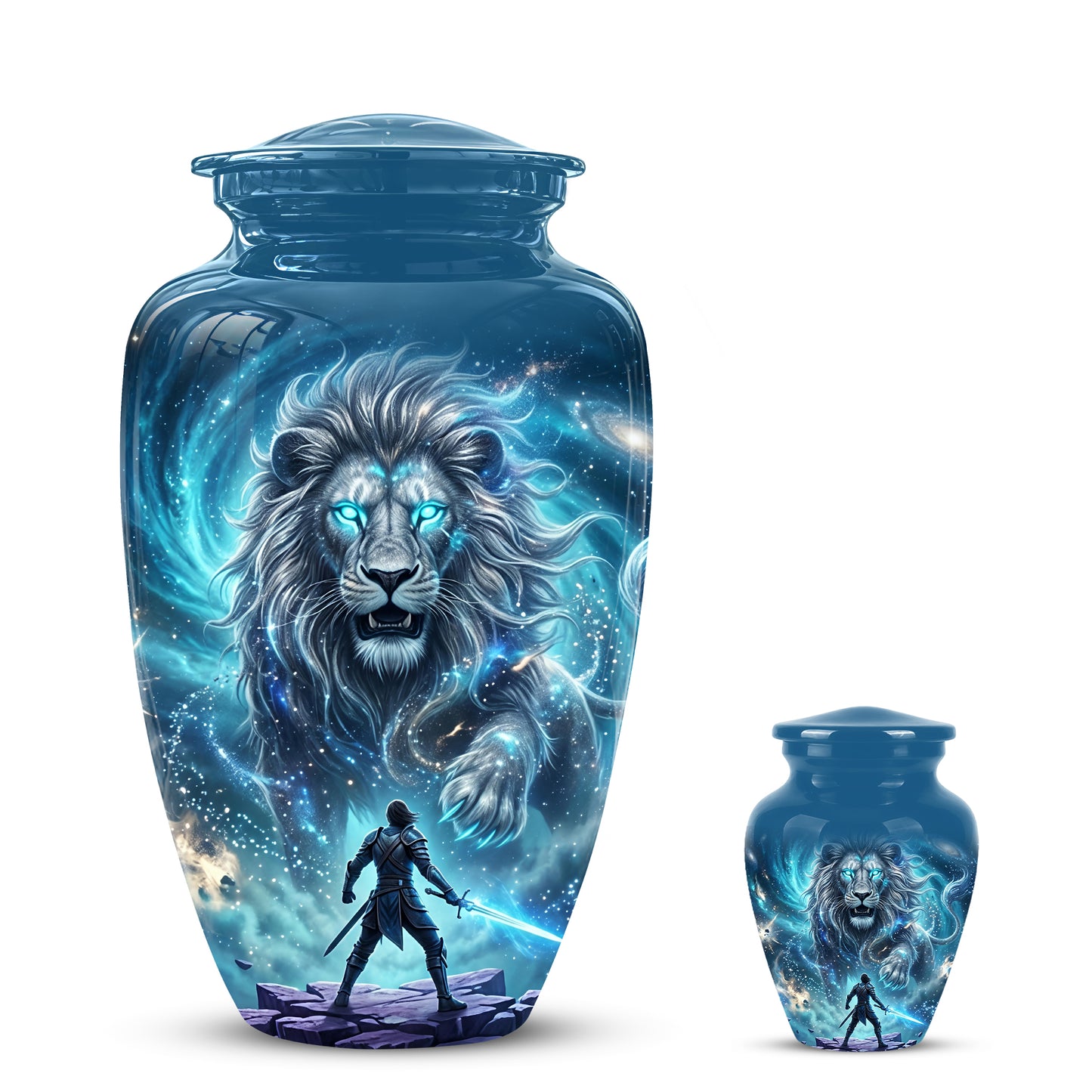 Celestial Cosmic Lion Cremation Urn - Lion Adult Male Memorial Tribute Urn