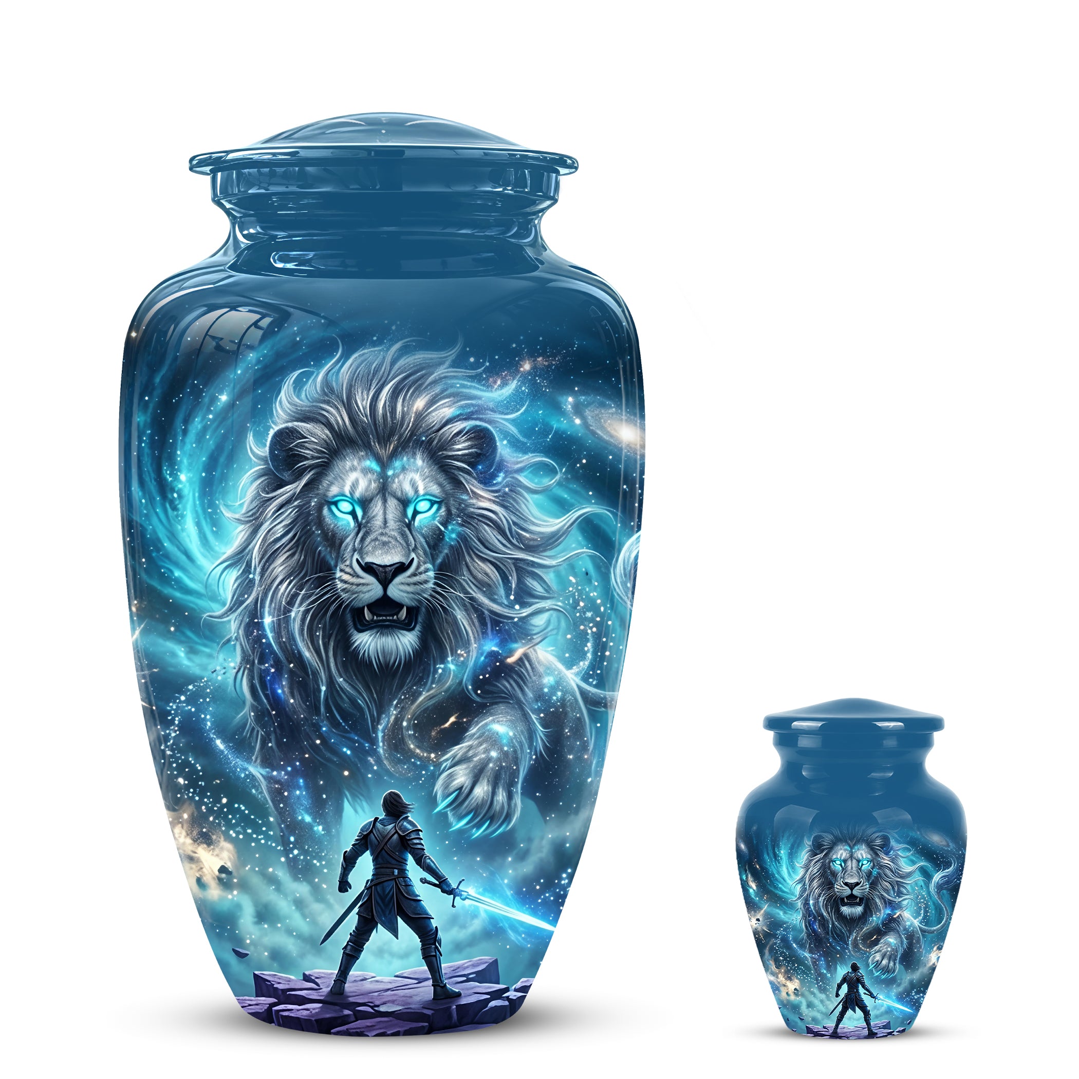 Celestial Cosmic Lion Cremation Urn - Lion Adult Male Memorial Tribute Urn
