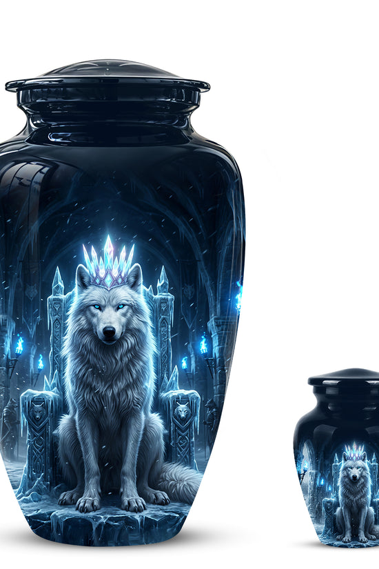 Ice Throne Wolf King Urn for Ashes | Personalized Urn Memorial