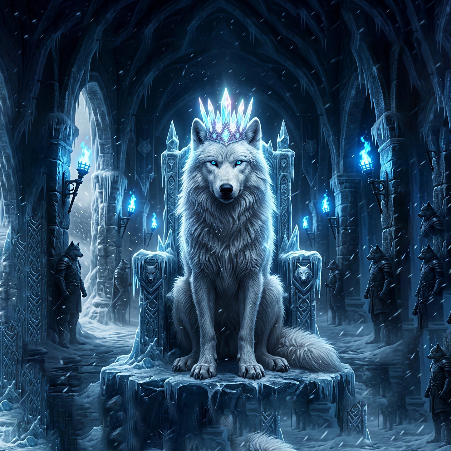 Ice Throne Wolf King Urn for Ashes | Personalized Urn Memorial
