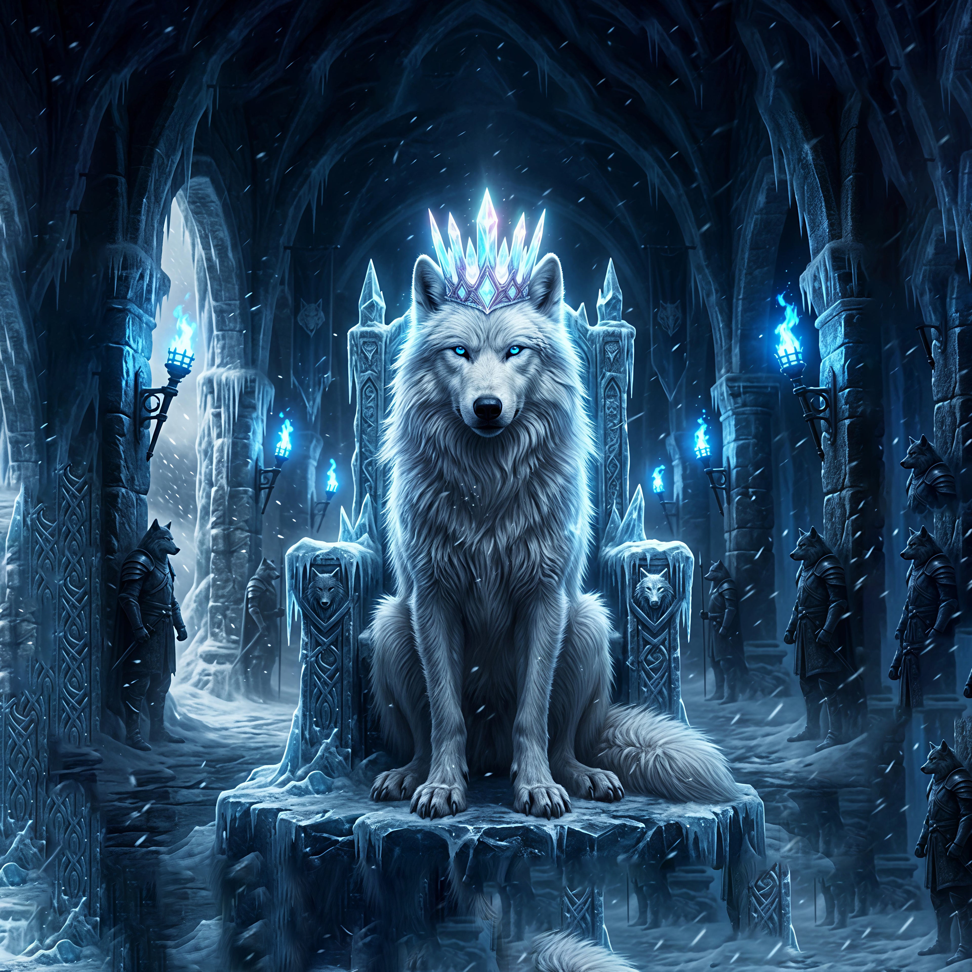 Ice Throne Wolf King Urn for Ashes | Personalized Urn Memorial