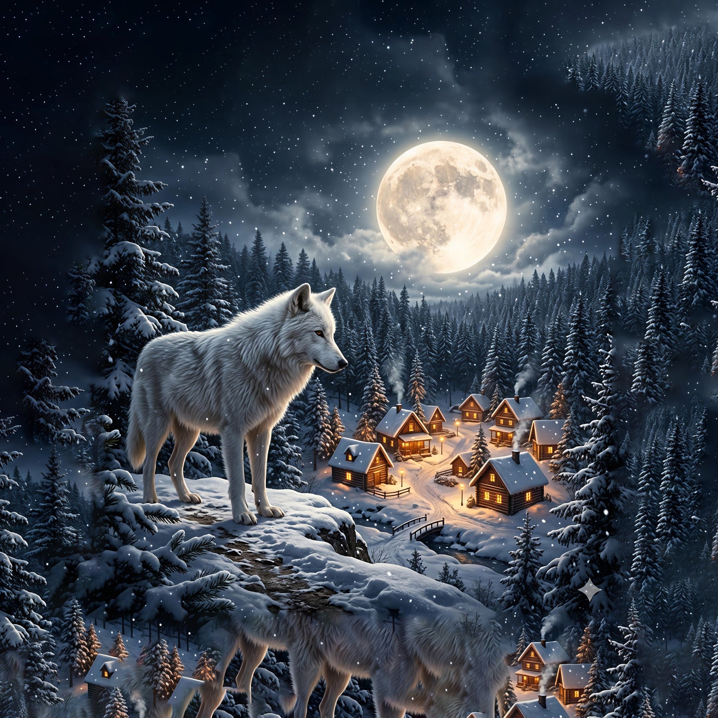 Moonlit Wolf Urn for Ashes - Custom Memorial Urn For Human Ashes