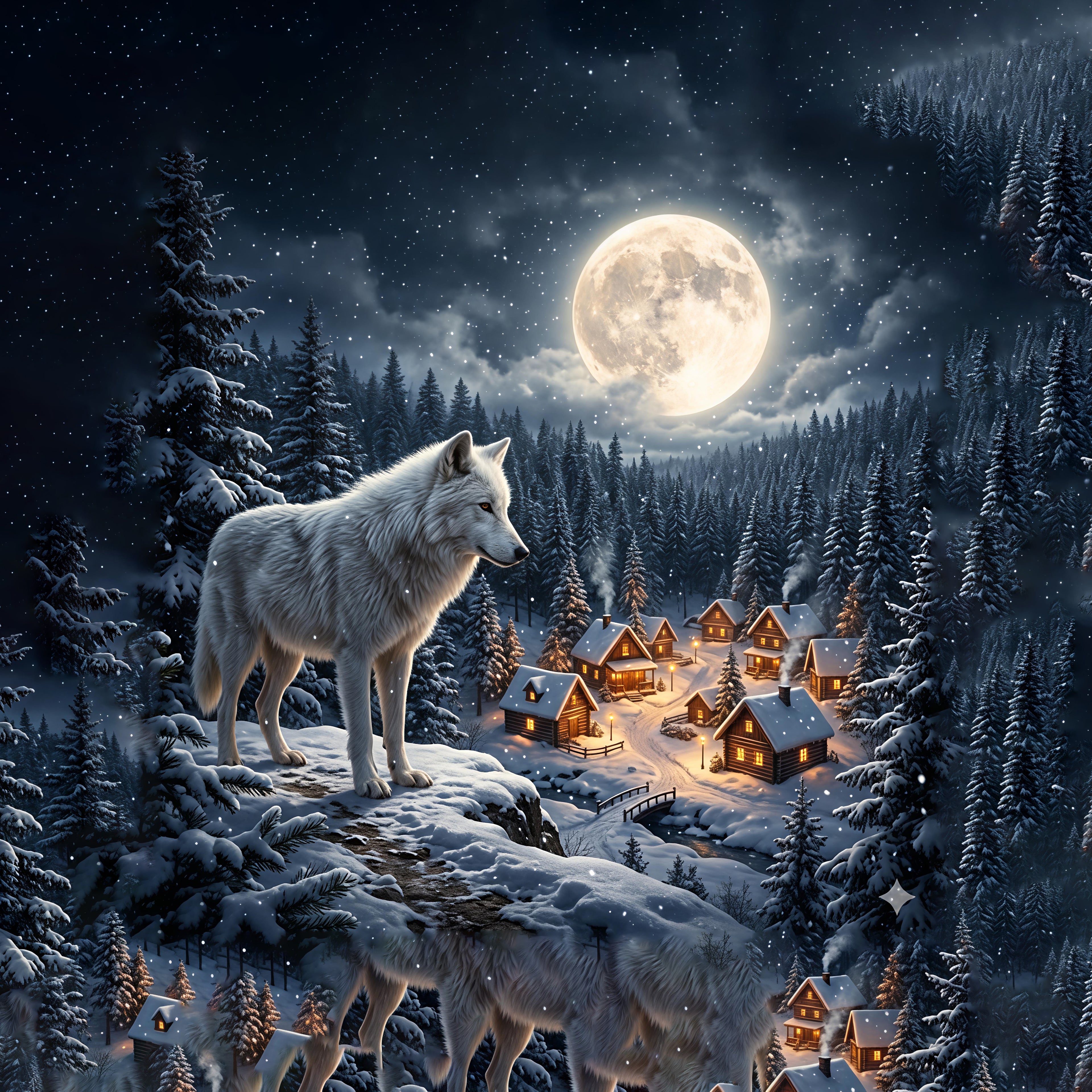 Moonlit Wolf Urn for Ashes - Custom Memorial Urn For Human Ashes