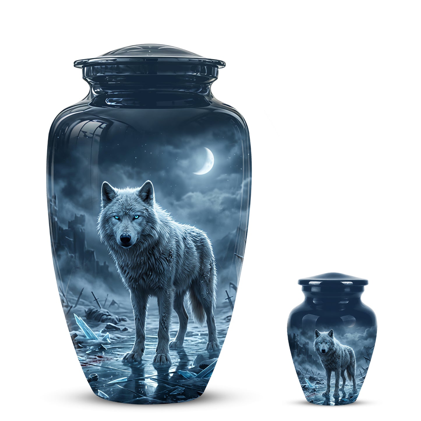 Moonlight White Wolf Urn for Human Ashes - Urns For Men & Women Ashes