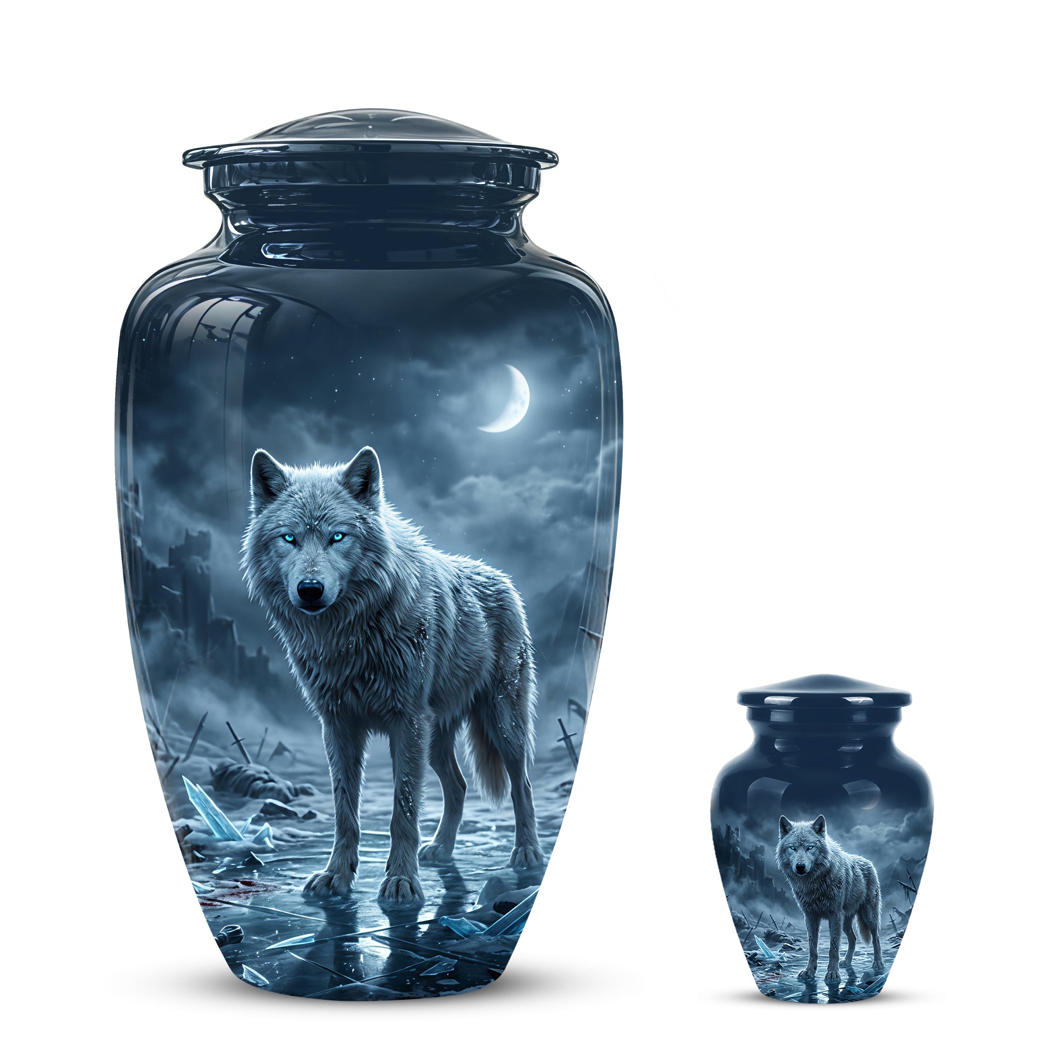 Moonlight White Wolf Urn for Human Ashes - Urns For Men & Women Ashes