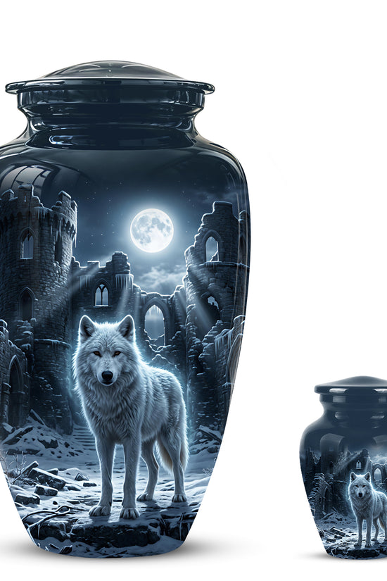Night Wolf Memorial Urn - Moonlight Funeral Urns For Men & Women Ashes