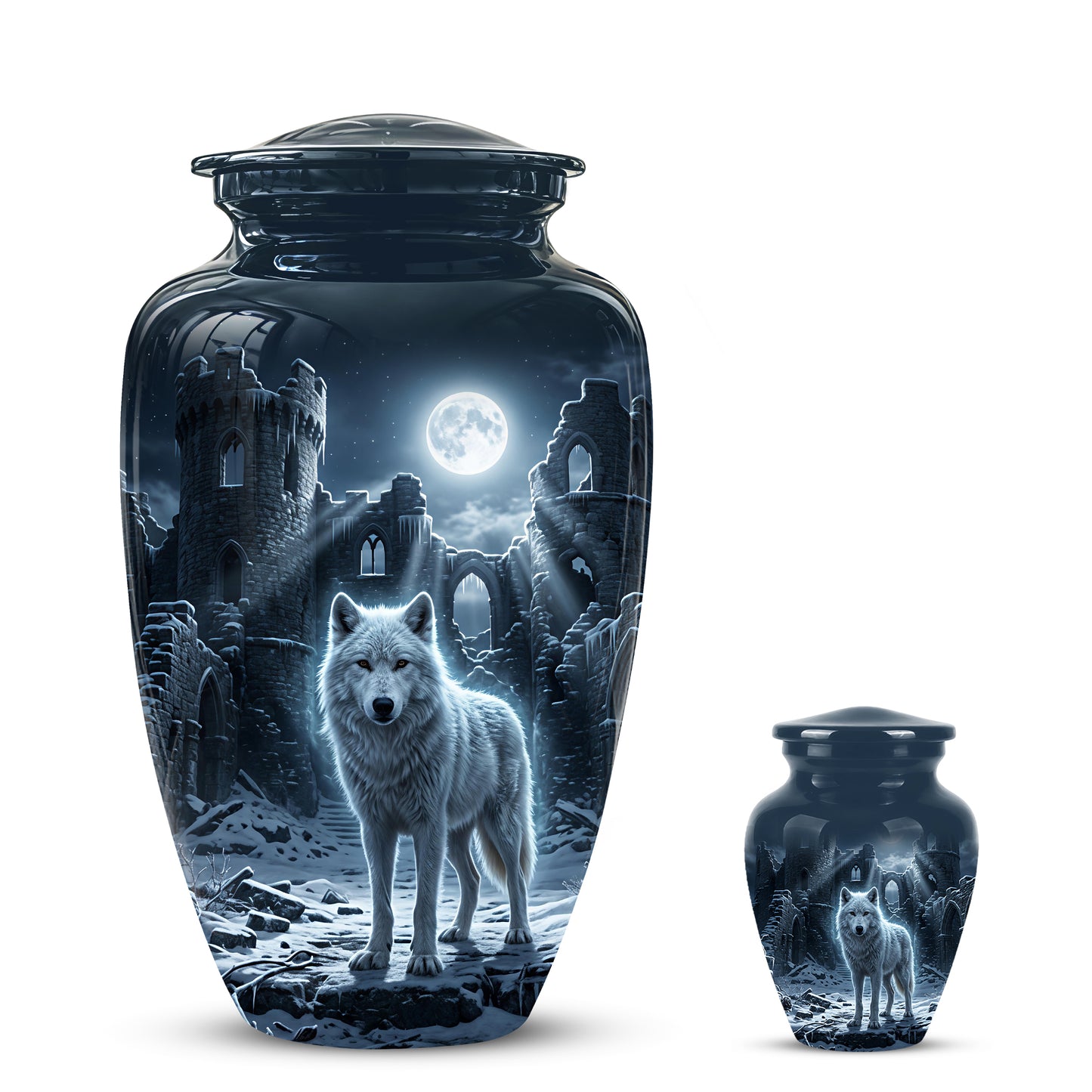 Night Wolf Memorial Urn - Moonlight Funeral Urns For Men & Women Ashes