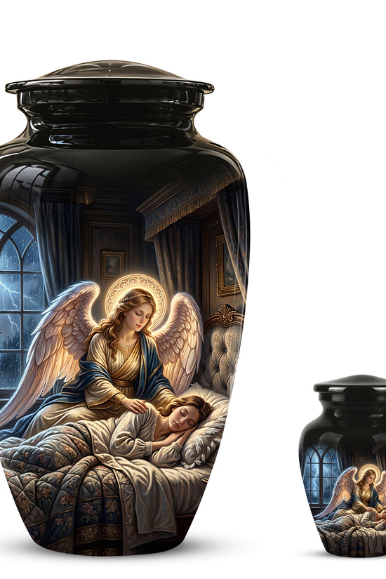 Angel Mom Cremation Urn - Black Memorial Urns For Mother Ashes