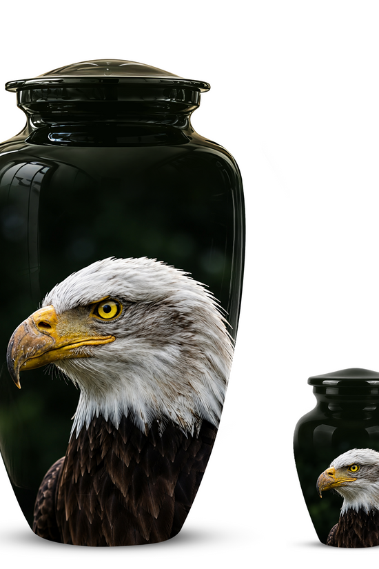 Patriotic Eagle Cremation Urn - Black Memorial Father Urns For Ashes